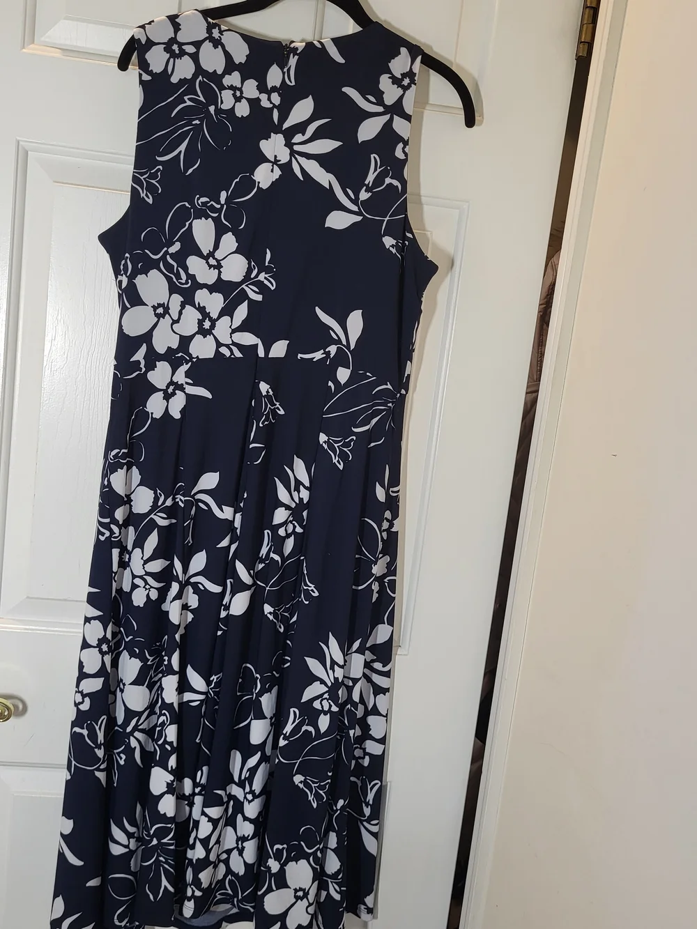 Anne Klein Navy and White Floral Maxi Dress